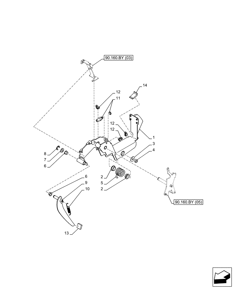 Схема запчастей Case CX210D LC - (90.160.BY[04]) - STD + VAR - 488035, 781277 - CONSOLE, SIDE PANEL, LH (90) - PLATFORM, CAB, BODYWORK AND DECALS
