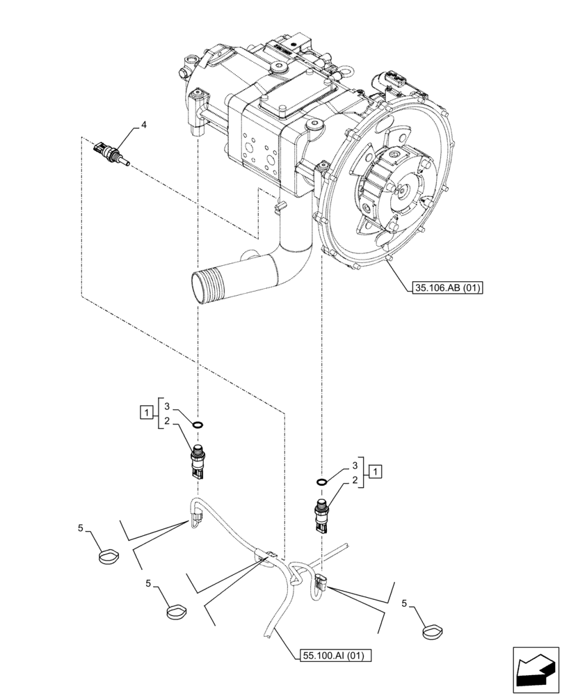 Схема запчастей Case CX210D LC - (55.036.AG) - HYDRAULIC PUMP, SENSOR (55) - ELECTRICAL SYSTEMS