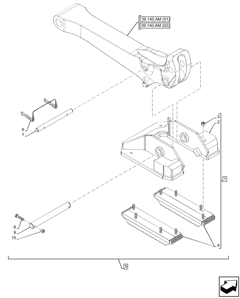 Схема запчастей Case 590SN - (39.129.AE[02]) - VAR - 442056 - STABILIZER, FLIP-UP PROTECTION SHIELD (39) - FRAMES AND BALLASTING