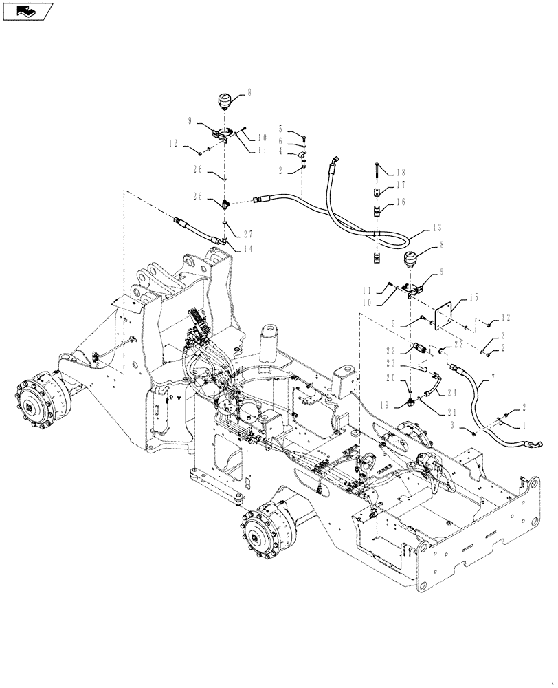 Схема запчастей Case 621F - (33.202.AP[04]) - BRAKE LINE, HEAVY DUTY, AUXILIARY STEERING (33) - BRAKES & CONTROLS