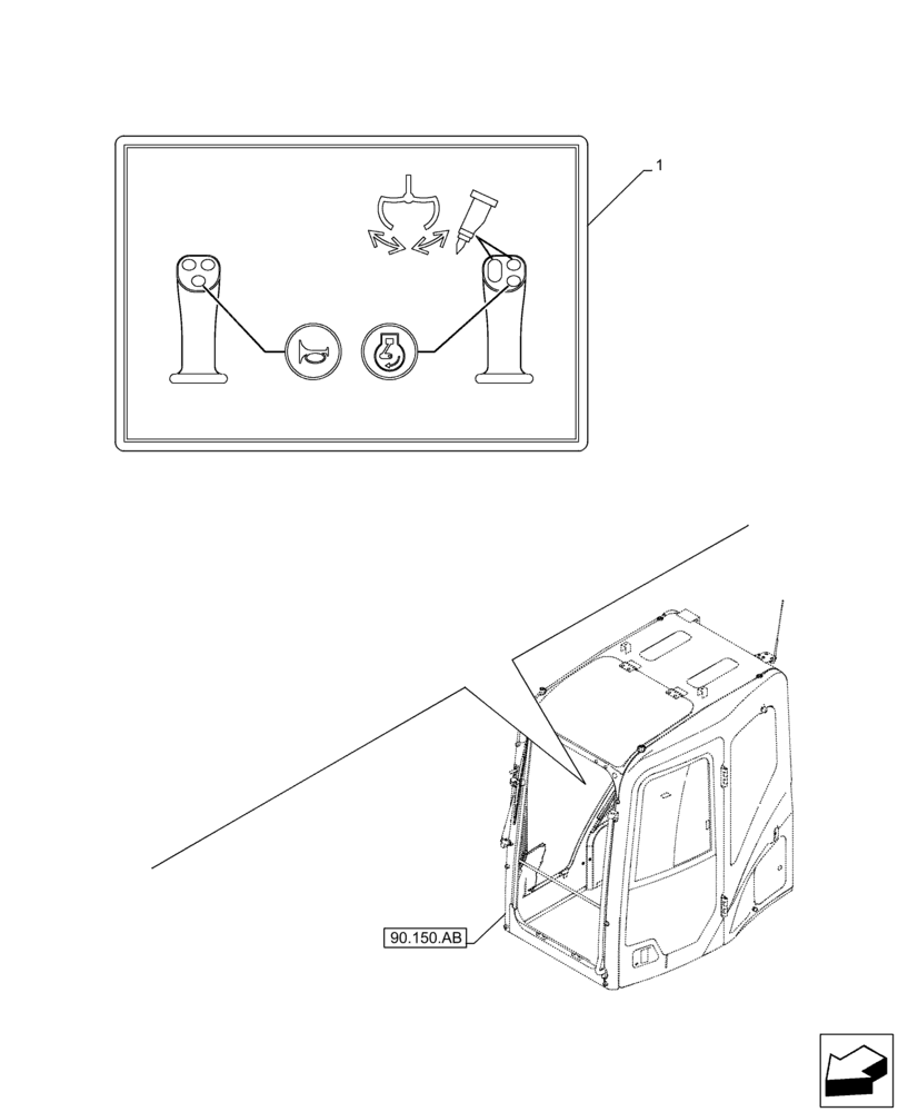 Схема запчастей Case CX210D LC - (90.108.AA[02]) - VAR - 461863, 461865, 461867 - DECAL, CONTROL, HAMMER CIRCUIT, CLAMSHELL BUCKET, ROTATION, W/ ELECTRICAL PROPORTIONAL CONTROL (90) - PLATFORM, CAB, BODYWORK AND DECALS
