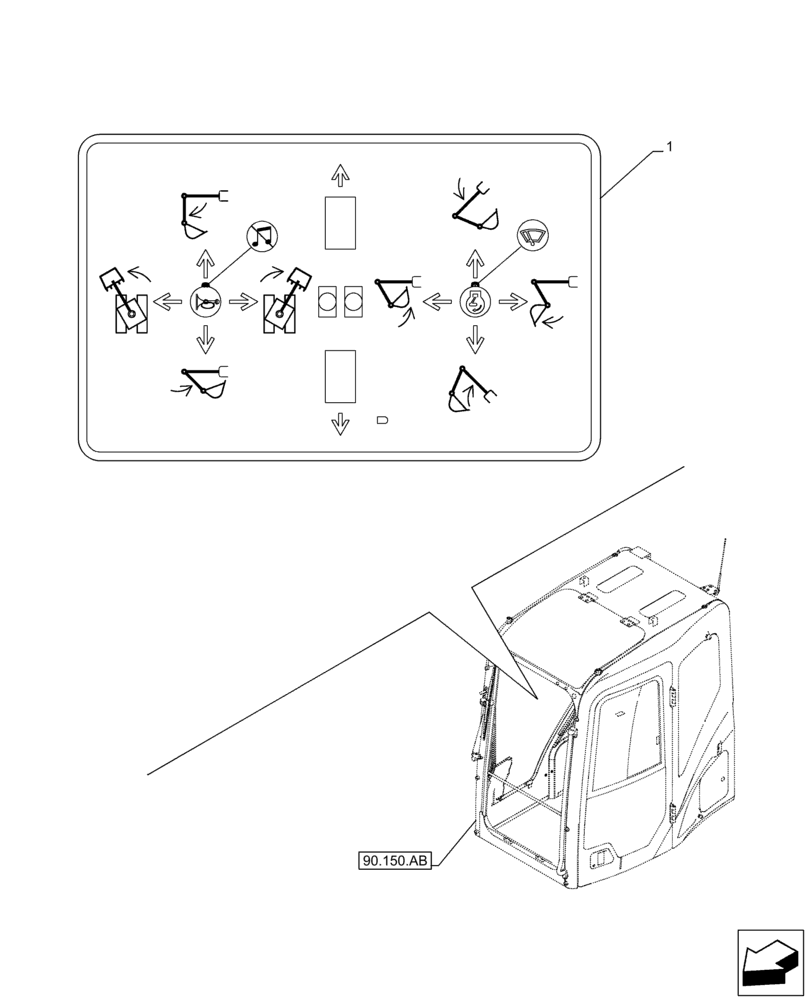 Схема запчастей Case CX210D LC - (90.108.AA[01]) - DECAL, CONTROLS (90) - PLATFORM, CAB, BODYWORK AND DECALS