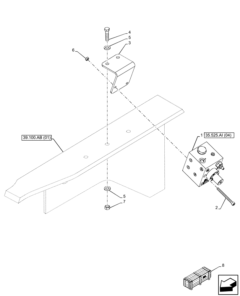 Схема запчастей Case 580SN WT - (35.525.AI[03]) - VAR - 747662, 423084 - AUXILIARY CONTROL VALVE, OPTIONAL EQUIPMENT (35) - HYDRAULIC SYSTEMS