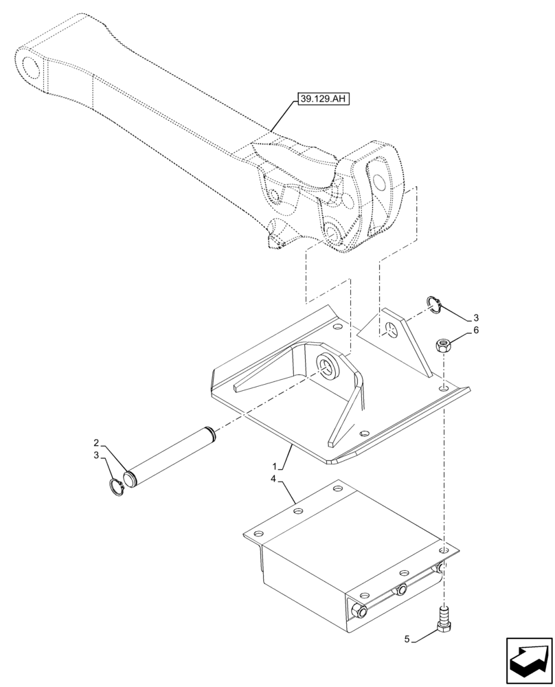 Схема запчастей Case 580N EP - (39.129.AE[03]) - VAR - 442057 - CEMETERY STABILIZER PAD (39) - FRAMES AND BALLASTING