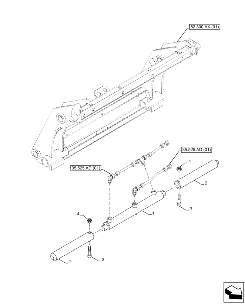 Схема запчастей Case 580SN - (35.734.AA[01]) - VAR - 423049 - QUICK COUPLER, CYLINDER (35) - HYDRAULIC SYSTEMS