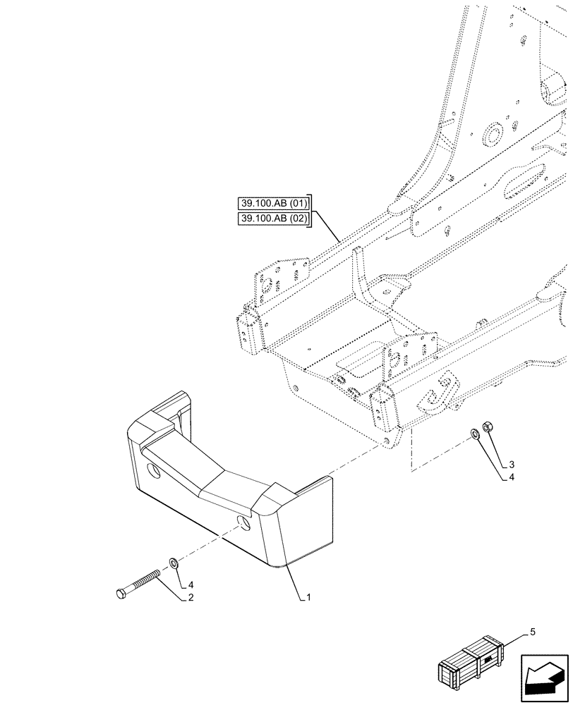 Схема запчастей Case 580N EP - (39.140.AM[01]) - VAR - 747580 - COUNTERWEIGHT, 440 LBS, FRONT (39) - FRAMES AND BALLASTING