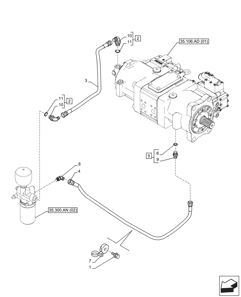 Схема запчастей Case CX210D LC - (35.357.AD) - PILOT VALVE, OIL LINE (35) - HYDRAULIC SYSTEMS