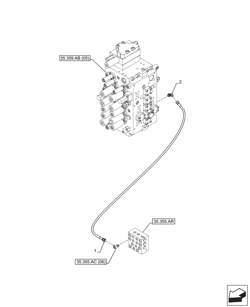 Схема запчастей Case CX210D LC - (35.355.AC[09]) - VAR - 461558 - JOYSTICK, HYDRAULIC LINE, CONTROL VALVE, CONTROL PATTERN SELECTION (35) - HYDRAULIC SYSTEMS