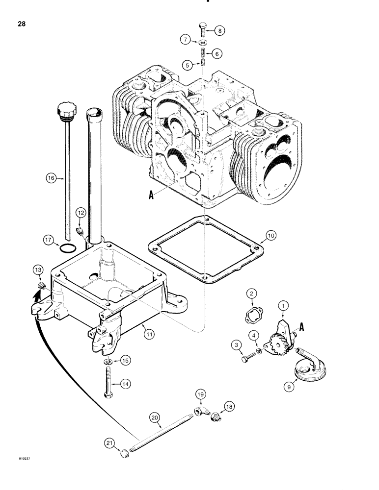 Схема запчастей Case 1816C - (028) - ENGINE OIL PUMP AND OIL PAN (02) - ENGINE