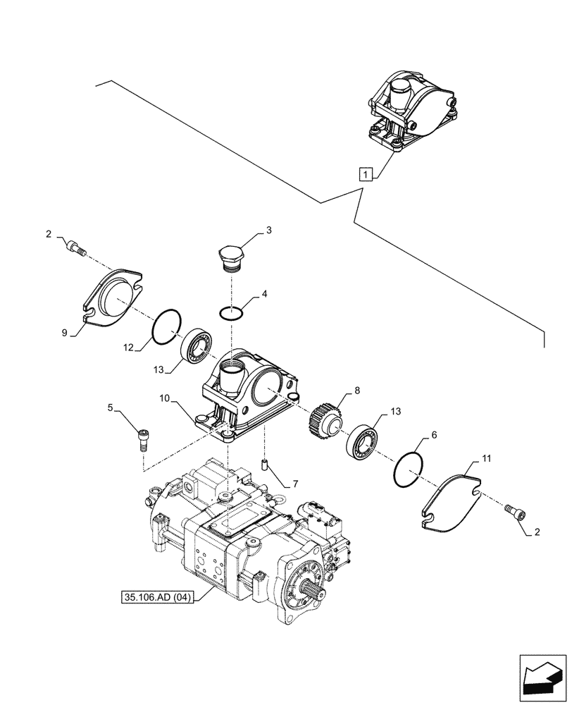 Схема запчастей Case CX250D LC - (35.106.AN) - VAR - 461863 - HYDRAULIC PUMP, PTO, CLAMSHELL BUCKET, ROTATION, W/ ELECTRICAL PROPORTIONAL CONTROL, COMPONENTS (35) - HYDRAULIC SYSTEMS