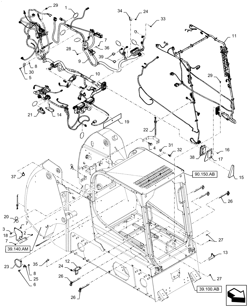 Схема запчастей Case SR240 - (55.101.AC[01]) - WIRE HARNESS & CONNECTOR, MECHANICAL CONTROLS (28-MAR-2017 & PRIOR) (55) - ELECTRICAL SYSTEMS