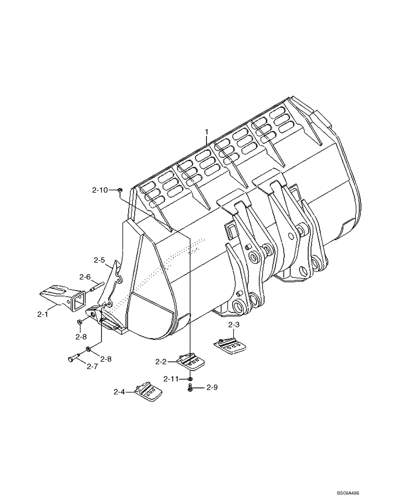 Схема запчастей Case 1221E - (09-31[01]) - LOADER BUCKET (4.8 CU M/6.3 CU YDSPADE NOSE) (87745530) (09) - CHASSIS/ATTACHMENTS