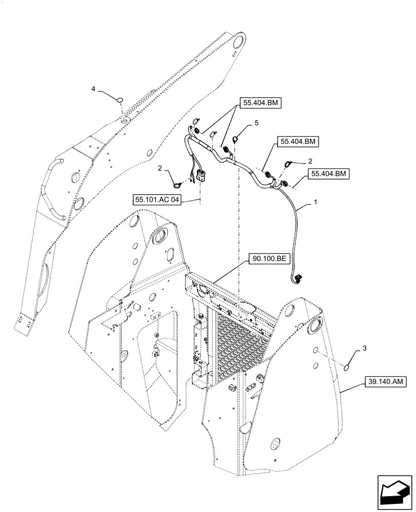 Схема запчастей Case TR310 - (55.511.AJ) - REAR LIGHT HARNESS, W/O TURN SIGNAL (55) - ELECTRICAL SYSTEMS