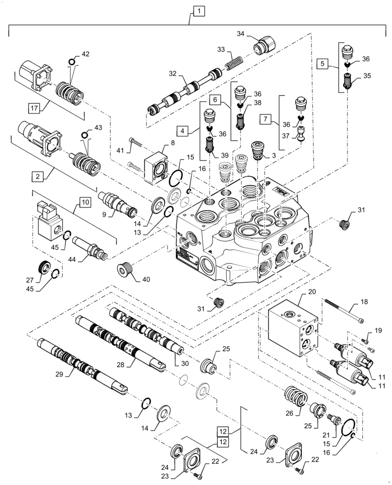 Схема запчастей Case TV380 - (35.356.AV [01]) - LOADER CONTROL VALVE, FOOT CONTROL VALVE (35) - HYDRAULIC SYSTEMS
