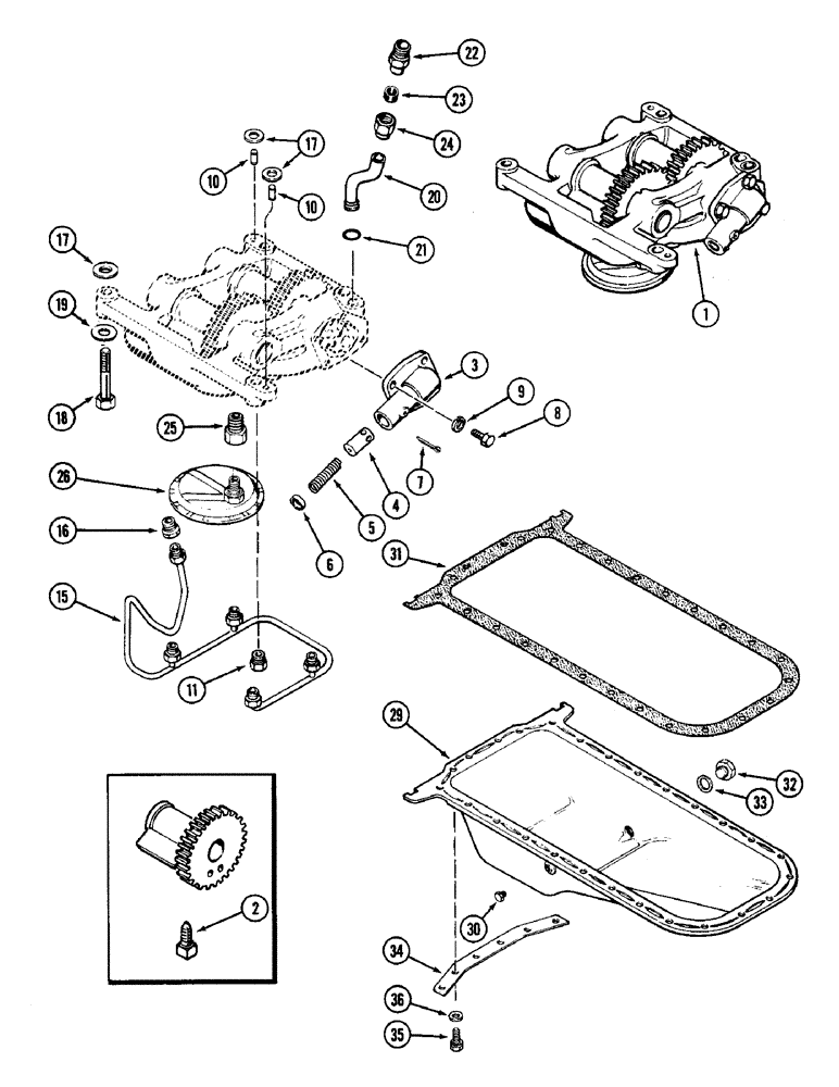 Схема запчастей Case W14 - (042) - BALANCER AND OIL PUMP, 336BD AND 336BDT DIESEL ENGINE, OIL (02) - ENGINE