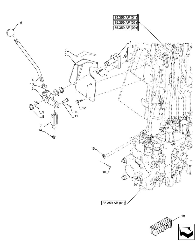Схема запчастей Case 580SN - (35.726.AF) - VAR - 423083 - BACKHOE CONTROL VALVE, LINK, ROD (35) - HYDRAULIC SYSTEMS