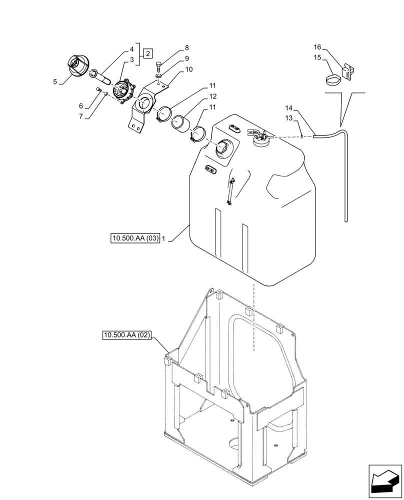 Схема запчастей Case CX350D LC - (10.500.AA[01]) - DEF/ADBLUE™ TANK (10) - ENGINE