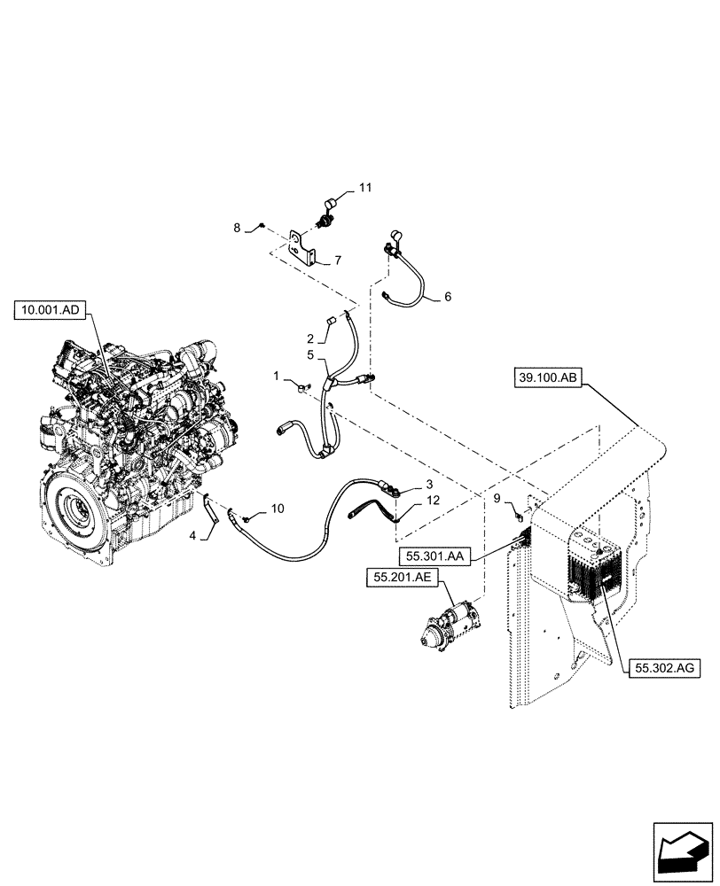 Схема запчастей Case TR340 - (55.302.AV[01]) - NO BATTERY DISCONNECT (55) - ELECTRICAL SYSTEMS