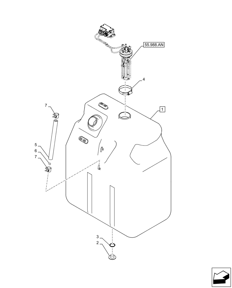 Схема запчастей Case CX350D LC - (10.500.AA[03]) - DEF/ADBLUE™ TANK, COMPONENTS (10) - ENGINE