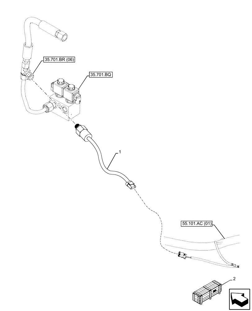 Схема запчастей Case 580N EP - (55.524.AV) - VAR - 423090 - RIDE CONTROL, HYDRAULIC LINE, SWITCH, 4WD (55) - ELECTRICAL SYSTEMS