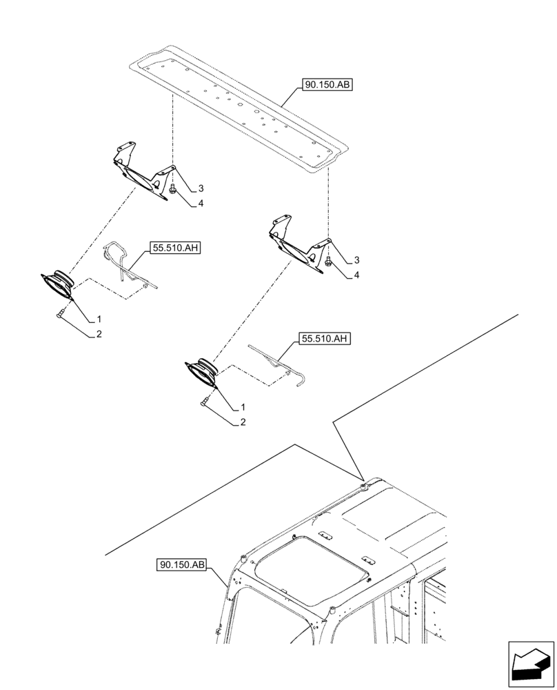 Схема запчастей Case CX210D LC - (55.512.AA[01]) - CAB, RADIO, SPEAKER (55) - ELECTRICAL SYSTEMS