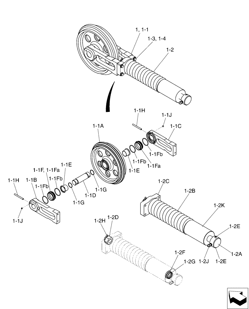 Схема запчастей Case CX50B - (02-007) - IDLER ASSY, CRAWLER (48) - TRACKS & TRACK SUSPENSION