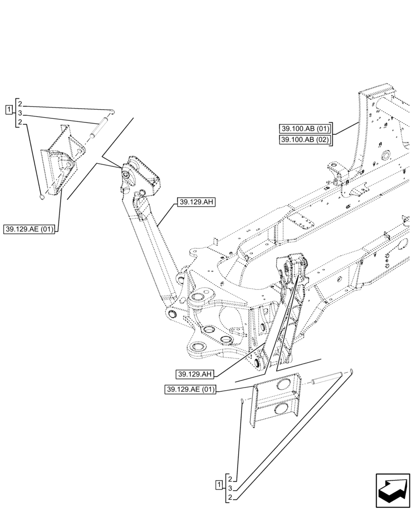 Схема запчастей Case 580N EP - (39.100.AN) - VAR - 423002 - STABILIZER, PIN (39) - FRAMES AND BALLASTING