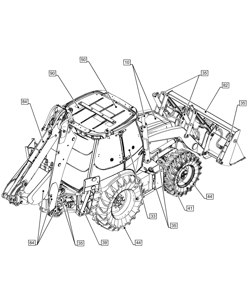 Схема запчастей Case 580SN WT - (00.000.00[02]) - PICTORIAL INDEX - MAIN SECTIONS (00) - GENERAL & PICTORIAL INDEX