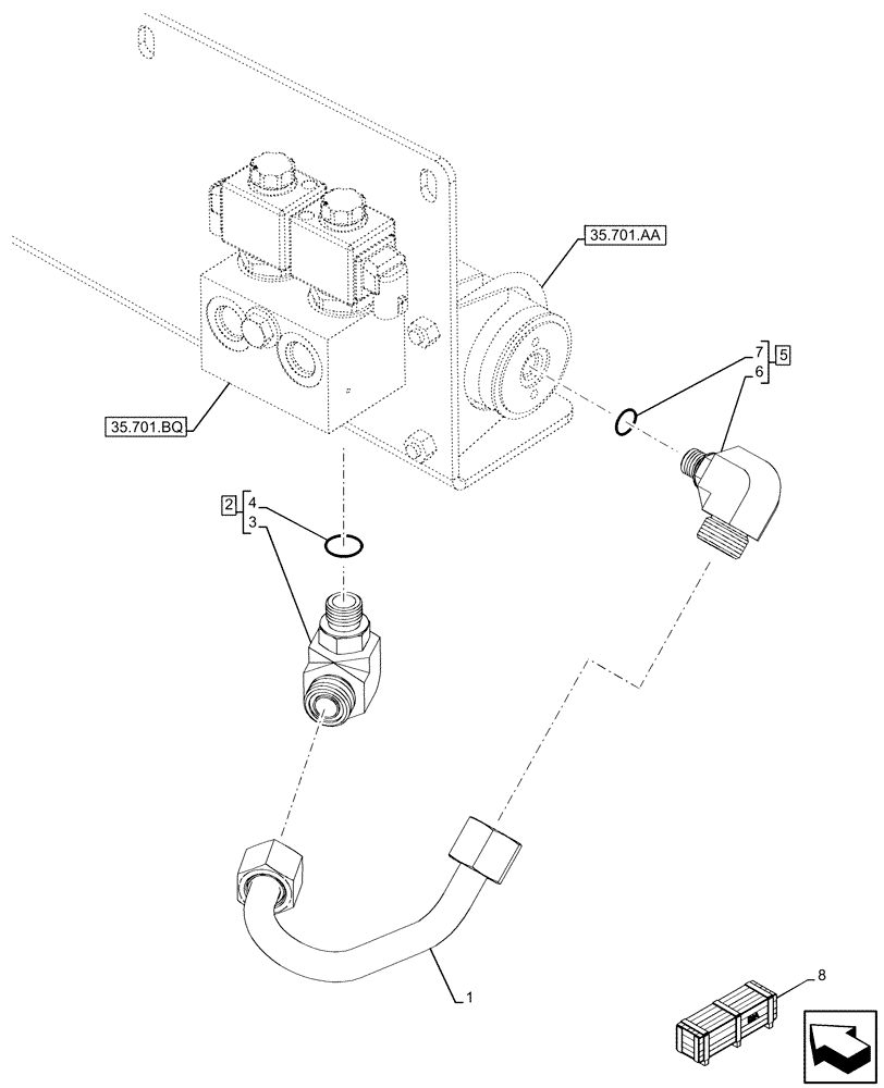 Схема запчастей Case 580SN WT - (35.701.AC[01]) - VAR - 423090, 423098 - RIDE CONTROL, ACCUMULATOR, HYDRAULIC LINE - END YR 28-OCT-2016 (35) - HYDRAULIC SYSTEMS