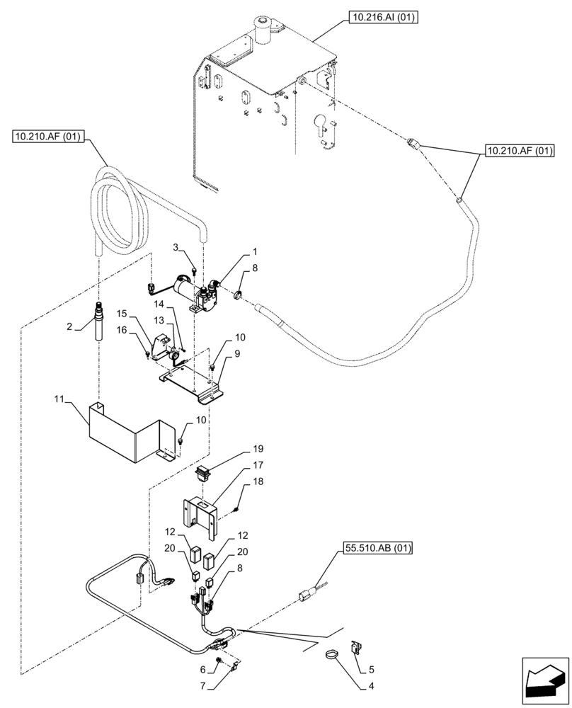 Схема запчастей Case CX300D LC - (55.011.AE) - VAR - 481257 - FUEL TRANSFER PUMP (55) - ELECTRICAL SYSTEMS