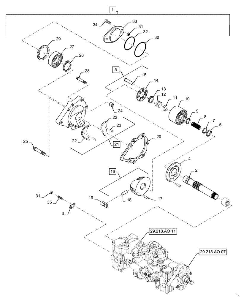 Схема запчастей Case TR310 - (29.218.AO[10]) - HYDROSTATIC PUMP, 46CC, MECHANICAL, CONTROL, REAR (29) - HYDROSTATIC DRIVE
