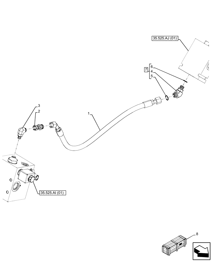 Схема запчастей Case 580N EP - (35.525.AA[08]) - VAR - 423083, 423084 - AUXILIARY HYDRAULIC, LINES (35) - HYDRAULIC SYSTEMS