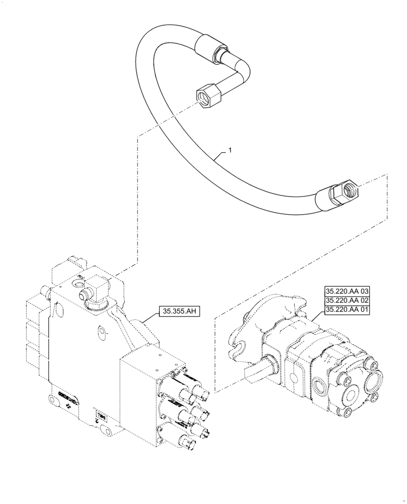 Схема запчастей Case TR340 - (35.734.AH[17]) - HYDRAULIC VALVE, SUPPLY LINES, NA ONLY, EHF (35) - HYDRAULIC SYSTEMS