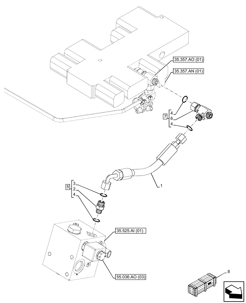Схема запчастей Case 580SN WT - (35.525.AA[20]) - VAR - 747662, 423084 - AUXILIARY HYDRAULIC, LINES (35) - HYDRAULIC SYSTEMS