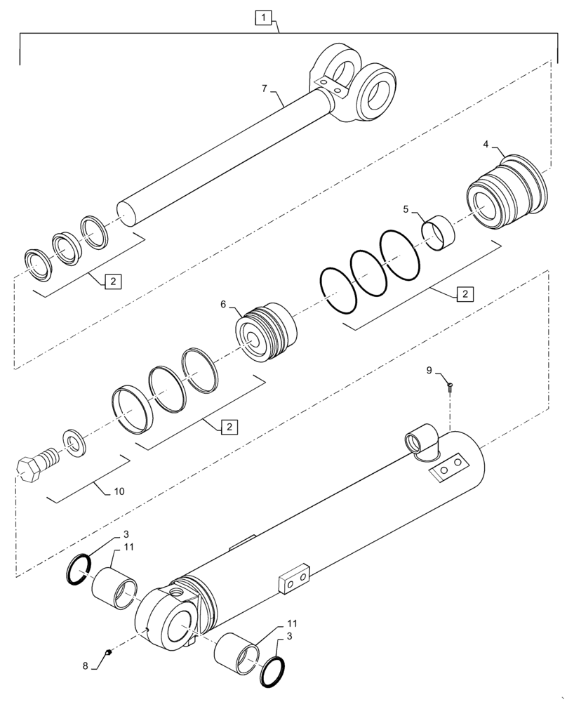 Схема запчастей Case 721F - (35.701.CB[03]) - TILT CYLINDER ASSY, XT (35) - HYDRAULIC SYSTEMS