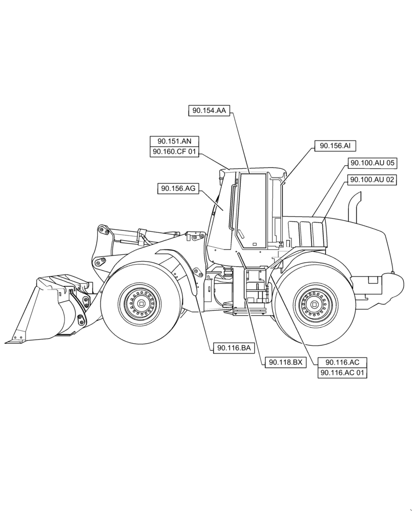 Схема запчастей Case 721F - (00.000.90[02]) - PICTORIAL INDEX - CAB FRAME (00) - GENERAL & PICTORIAL INDEX