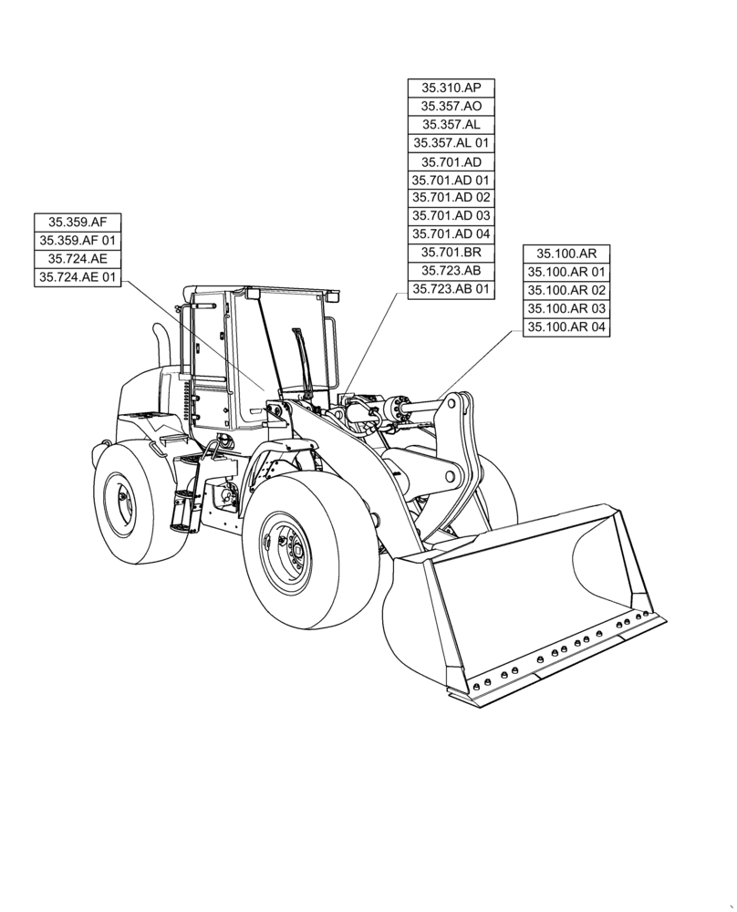 Схема запчастей Case 721F - (00.000.35) - PICTORIAL INDEX - HYDRAULIC SYSTEM (00) - GENERAL & PICTORIAL INDEX