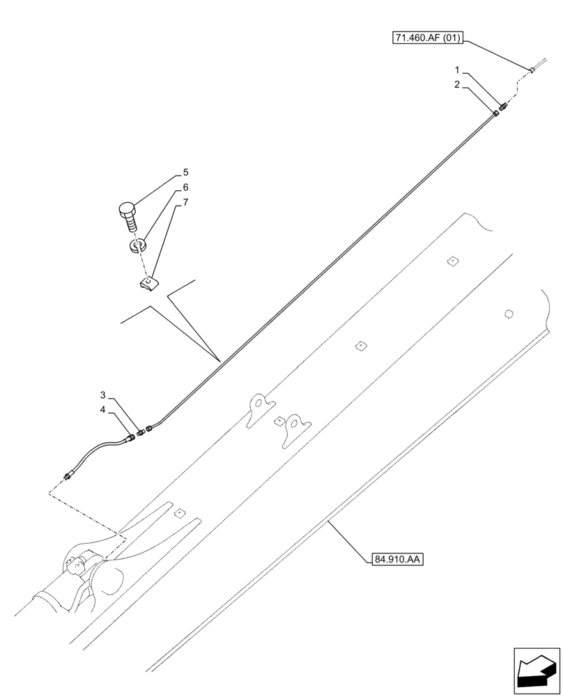 Схема запчастей Case CX250D LC LR - (71.460.AF[02]) - LUBRICATION LINE (71) - LUBRICATION SYSTEM