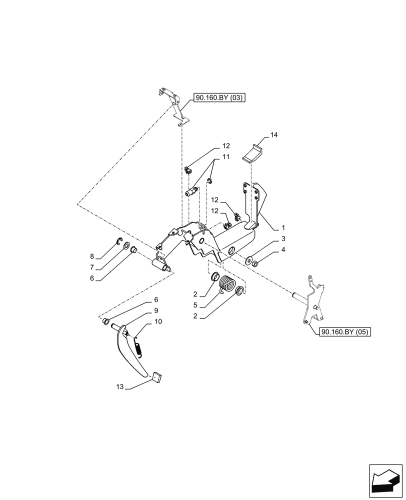 Схема запчастей Case CX300D LC - (90.160.BY[04]) - VAR - 488035, 781277 - CONSOLE, SIDE PANEL, LH (90) - PLATFORM, CAB, BODYWORK AND DECALS