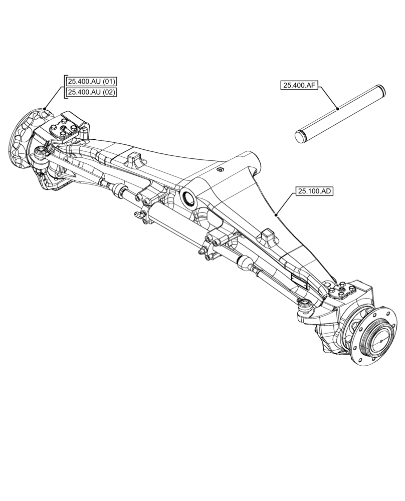 Схема запчастей Case 580N EP - (25.000.00[01]) - SECTION INDEX - FRONT AXLE SYSTEM 2WD (25) - FRONT AXLE SYSTEM