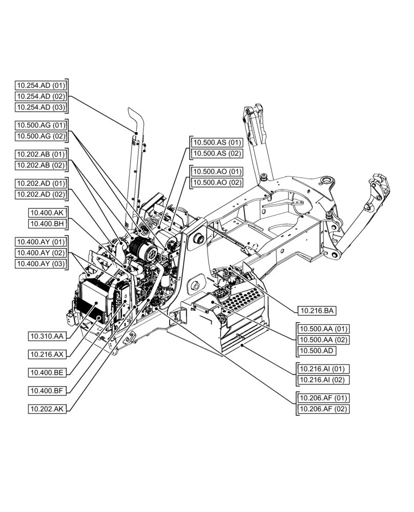 Схема запчастей Case 580N EP - (10.000.00[02]) - SECTION INDEX - ENGINE (10) - ENGINE
