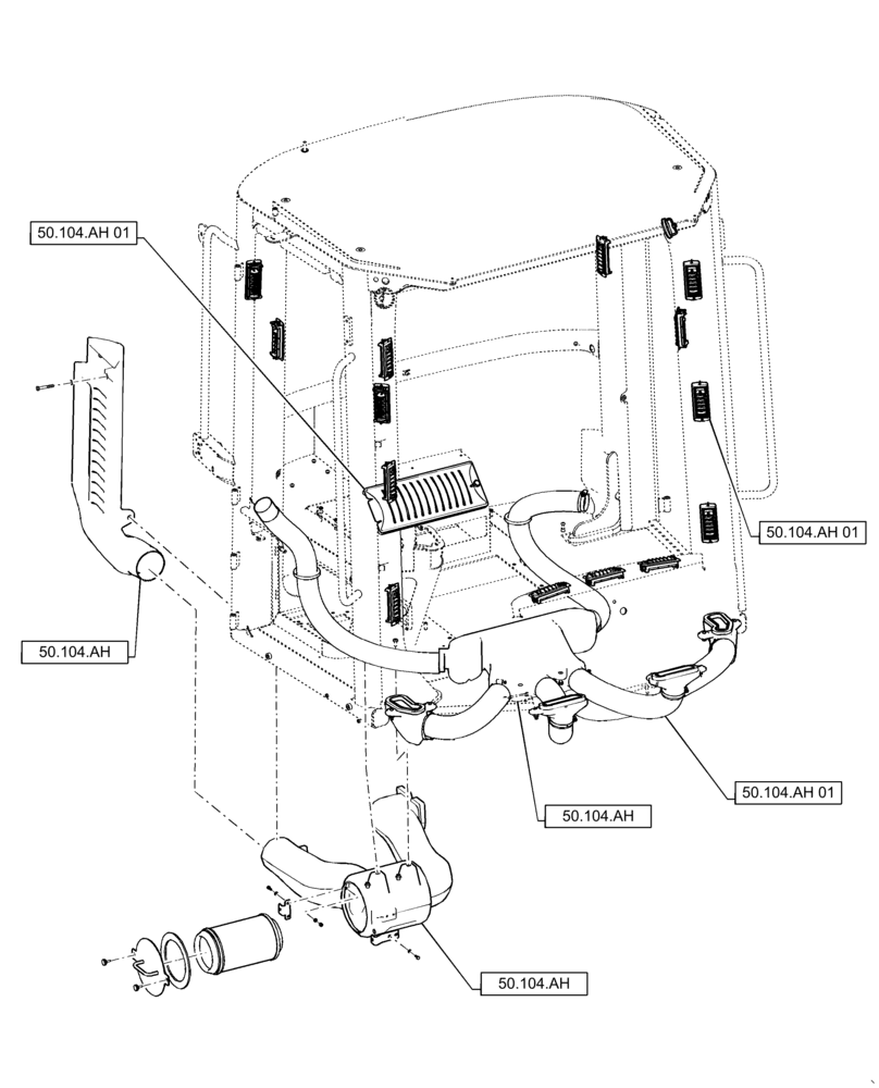 Схема запчастей Case 721F - (00.000.50) - PICTORIAL INDEX - AIR DUCTS & HOSES (00) - GENERAL & PICTORIAL INDEX