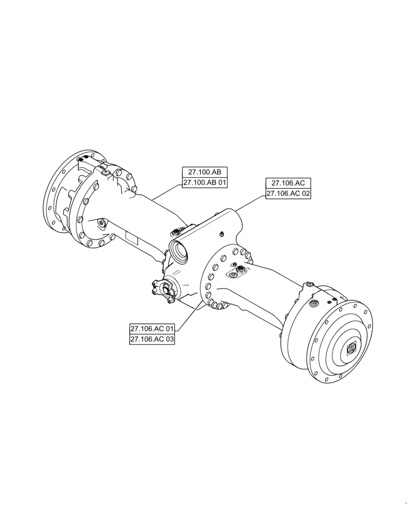 Схема запчастей Case 721F - (00.000.27) - PICTORIAL INDEX - REAR AXLE ASSY (00) - GENERAL & PICTORIAL INDEX