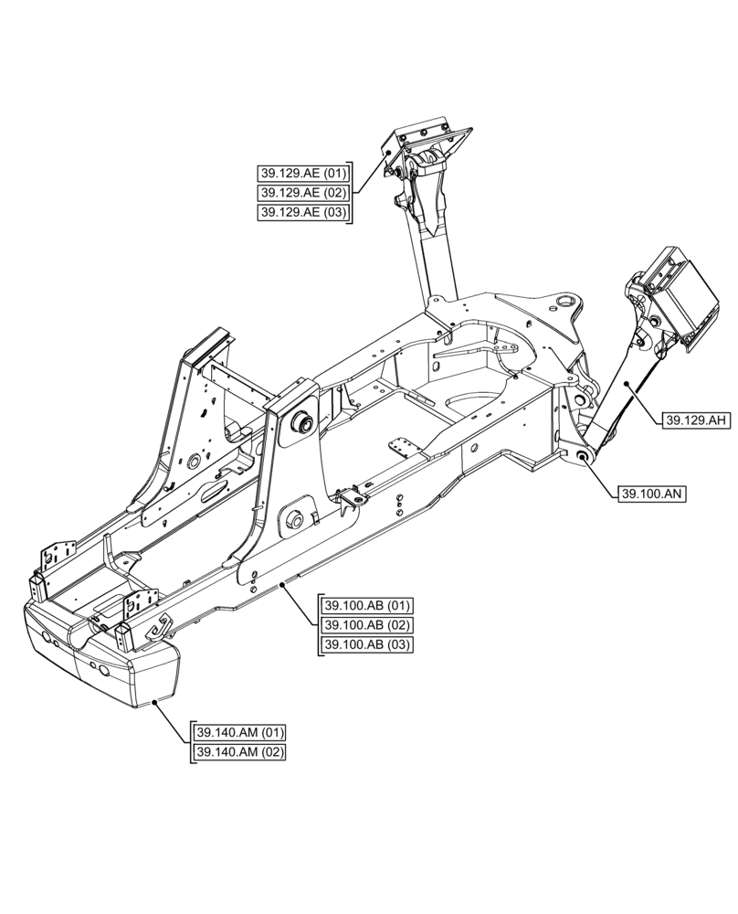 Схема запчастей Case 580SN WT - (39.000.00) - SECTION INDEX - FRAMES AND BALLASTING (39) - FRAMES AND BALLASTING