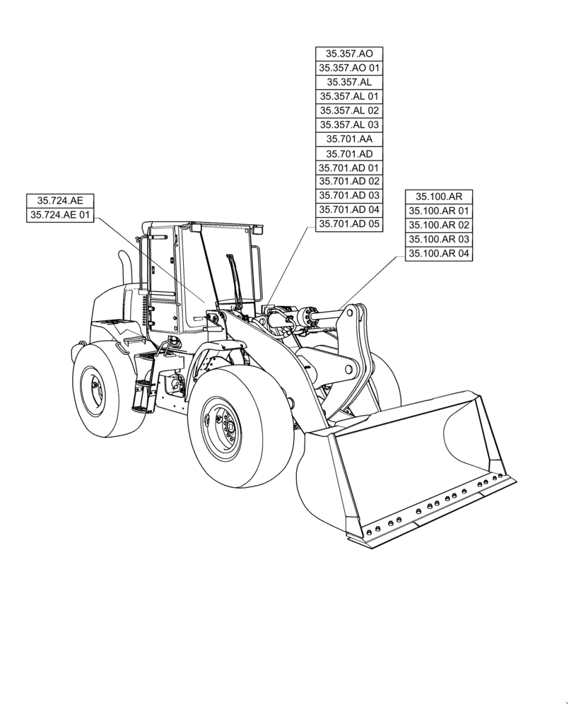 Схема запчастей Case 621F - (00.000.35) - PICTORIAL INDEX - HYDRAULIC SYSTEM (00) - GENERAL & PICTORIAL INDEX