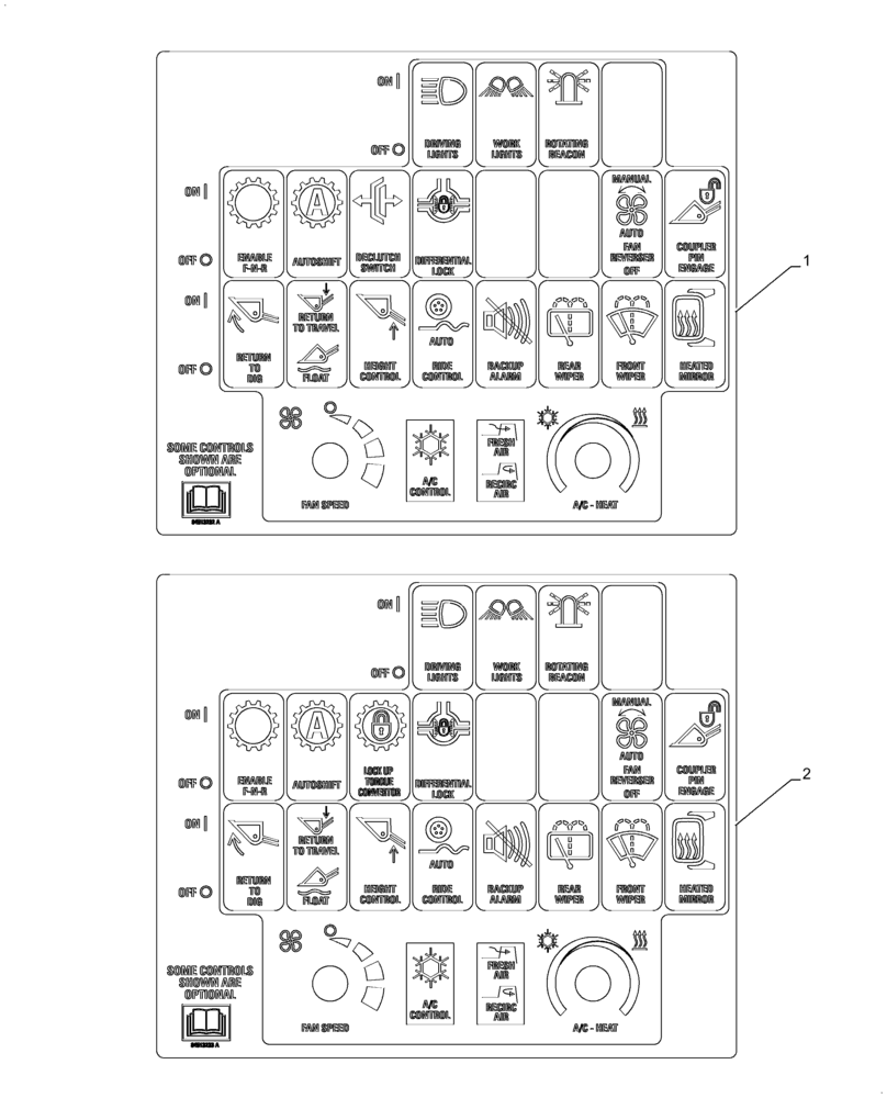 Схема запчастей Case 721F - (90.108.AC[07]) - ROCKER SWITCH DECALS (90) - PLATFORM, CAB, BODYWORK AND DECALS