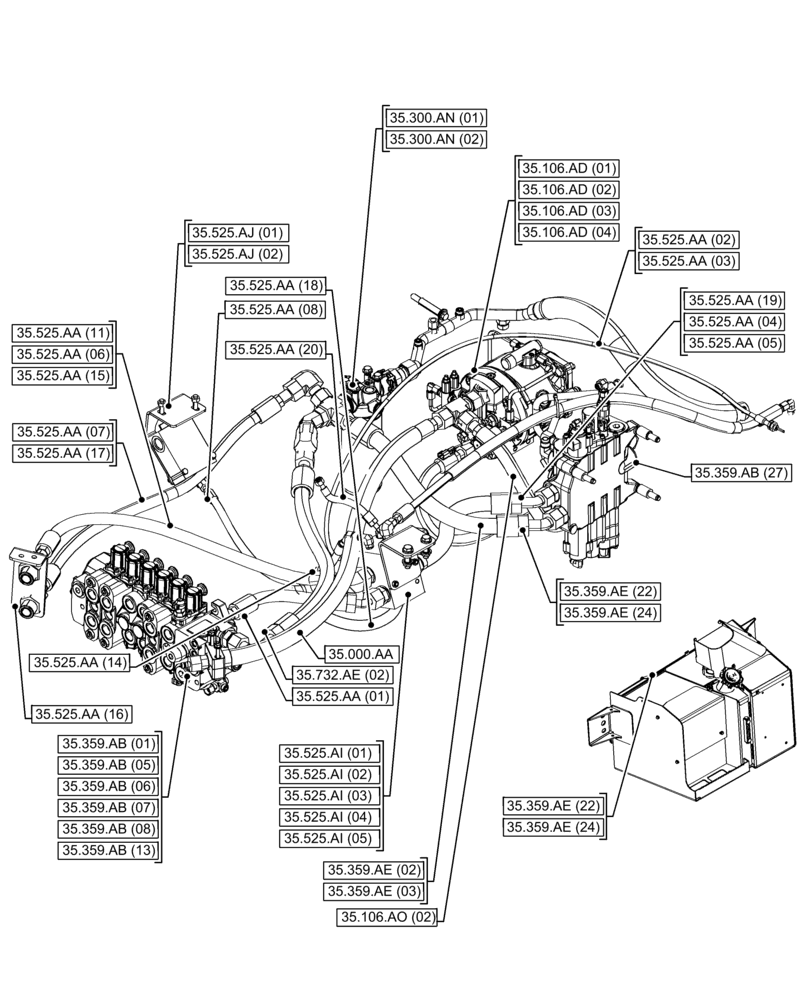 Схема запчастей Case 580N EP - (35.000.00[03]) - SECTION INDEX - HYDRAULIC SYSTEMS (35) - HYDRAULIC SYSTEMS