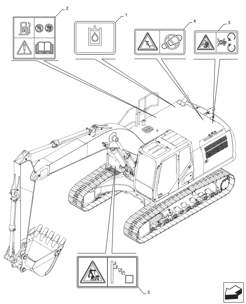 Схема запчастей Case CX250D LC - (90.108.AC[07]) - WARNING, DECALS (90) - PLATFORM, CAB, BODYWORK AND DECALS