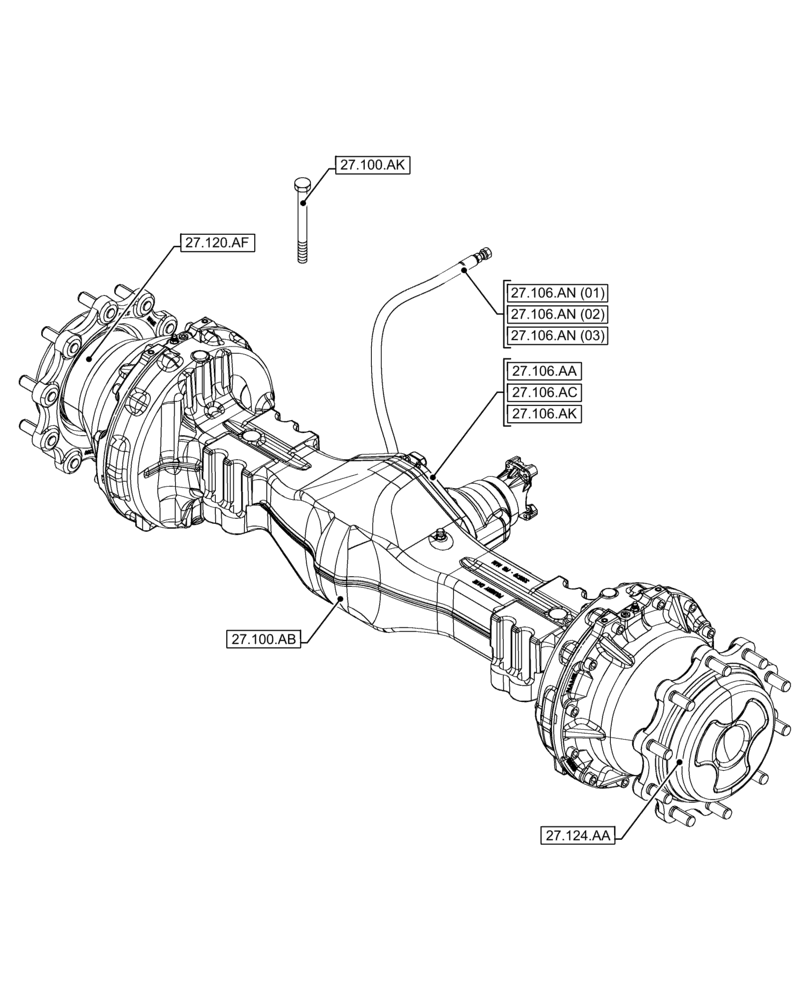 Схема запчастей Case 580N EP - (27.000.00) - SECTION INDEX - REAR AXLE SYSTEM (27) - REAR AXLE SYSTEM