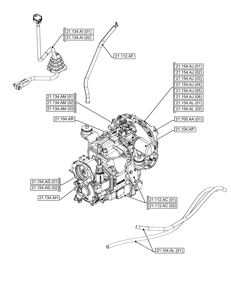 Схема запчастей Case 580SN WT - (21.000.00[01]) - SECTION INDEX - TRANSMISSION, POWERSHUTTLE (21) - TRANSMISSION